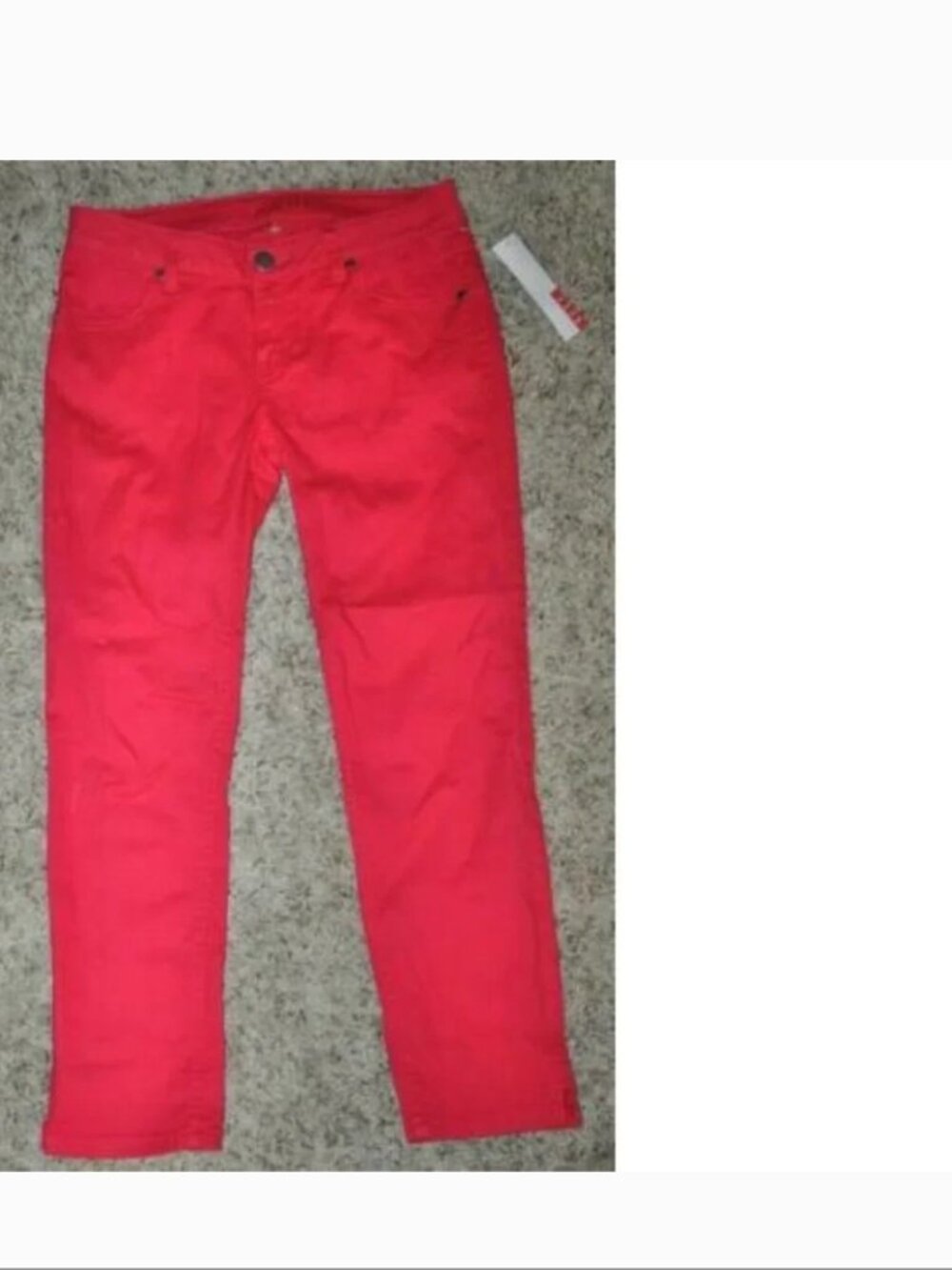 Elle Denim Crop Pants Womens 16 Pink Eyelet Trim Slim Stretch Lowrise